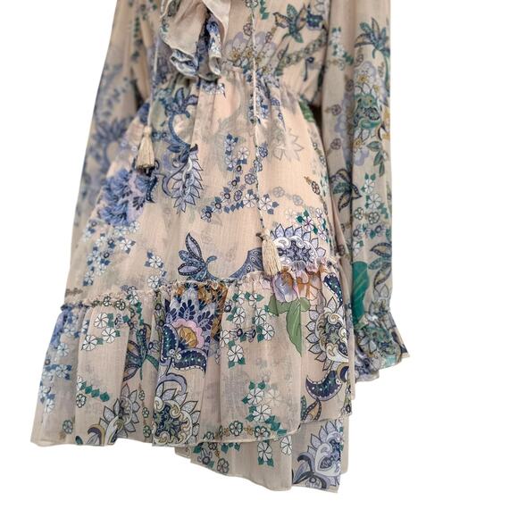 Super Natural by Secret Mission Rose Dress NWOT Boho Floral Mini S Beige Layered - Picture 9 of 15